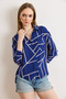 Women's Asymmetrical Cobalt Blue Single Pocket Woven Viscose Shirt Gml-19000890 - 4