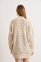 Women's Stone Geometric Patterned Long Seasonal Knitwear Cardigan Hrk-19000483 - 6