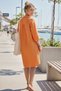 Orange Shirt Collar Short Sleeve Buttoned Double Pockets Casual Muslin Loose Woven Dress 95 65 - 5