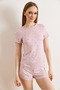 Women's Lilac Leaf Viscose Shorts Pajama Set Pjm-00000029 - 2