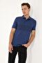 Men's Regular Fit Polo Neck Indigo T-Shirt 50324789-Vr028