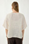 100% Linen Floral Motif Short Sleeve Blouse - 4