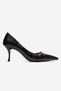 Poesy Black Print Buckle Women's Heeled Shoes - 4