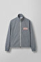 Men's Relaxed Fit Striped Zippered Stand Collar Vintage Jacket Navy Blue