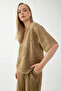 100% Linen Floral Motif Short Sleeve Blouse - 7