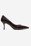 Poesy Brown Print Buckle Women's Heeled Shoes - 4