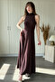 Halter Neck Pleated Elegant Maxi Dress - 3