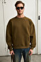 Coyotes men's crew neck kangaroo pocket organic cotton regular fit dark khaki sweatshirt - 4