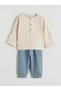 Lcw Baby Beige Baby Boy Muslin Shirt and Pants - 2