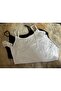 Women's Snap Fastener Bodysuit with Rope Straps Modal 2-Piece Black-White Color 9251 - 2