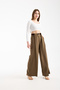 Belt Detail Textured and Drapey Business Palazzo Pants High Waist - 6