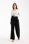 Belt Detail Textured and Drapey Business Palazzo Pants High Waist - 2