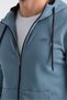 Forest Green Men's Three-Thread Non-Fleece Zippered Hooded Sweatshirt - 3