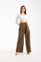 Belt Detail Textured and Drapey Business Palazzo Pants High Waist - 5