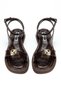 Women's Brown Wrinkled Patent Leather Ankle Strap Buckle Detailed Casual Sandals - 2