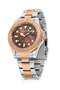Rotating Bezel Men's Wristwatch with Lens Calendar Brown Silver Rose Gold Color Pl-7075E8X - 3