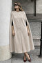 Women's Sleeveless Relax Fit Cream Cashmere Poncho - 6
