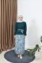 Leopard Printed Li Pleated Skirt Belt Detailed Double Suit Emerald Hnt8511