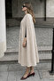 Women's Sleeveless Relax Fit Cream Cashmere Poncho - 2