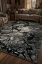 Black Marble Patterned Carpet - Gray Veined Modern Luxury Living Room Carpet - 3