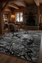 Black Marble Patterned Carpet - Gray Veined Modern Luxury Living Room Carpet - 8