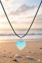 Opalite Stone Heart Pendant - Natural Stone Look Necklace with Adjustable Black Rope Chain - 2