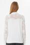 Women's Soft-Textured Rose Patterned Lace Knitted Polo Neck Knitwear Blouse 953 Ecru - 4