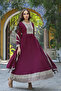 Magenta Georgette Solid Yoke Design 2-Piece Anarkali Set - 3