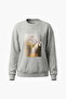 Gray Oversize Printed Women's Sweatshirt - 3