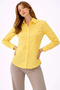 Women's Long Sleeve Shirt with Buttons, Classic Collar, Suitable for Casual and Office Wear - Yellow - 8