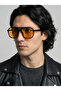 Nantes Orange Glass Black Unisex Thin Double Bridge Sunglasses Lightweight Stretchy Slim - 6