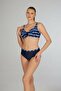 Women's Batik Print Navy Blue Shaping / Sculpting Printed Oversize Bikini Set - 5