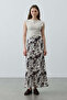 Patterned Twill Skirt Ecru - 8