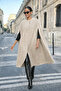 Women's Daily Sleeveless Loose Cream Melton Poncho - 4