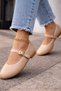 Botty Örgü Patterned Mary Janes Ballet Flats – Gold Buckled Women's Flat Shoes - 2