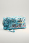Blue Color Glittery Makeup Bag Si