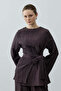 Kıraşlı Tie-Detail Trouser Suit Brown - 4