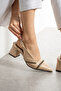 İnci̇ya Beige Zipper Detail 5 cm Heel Pointed Toe