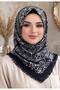 وشاح قطني مطبوع - أسود / أبيض-6292 - 10