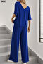 Women's V-Neck Short Sleeve Viscose Casual Double Suit - 2
