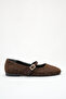 Tweed Fabric Coffee Color Ballet Flats - 4