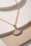 Pink Leaf Stone Steel Necklace – Elegant Gold Women's Necklace - 5