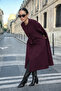 Women's Daily Sleeveless Loose Burgundy Melton Poncho - 3