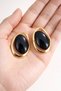 Gold Framed Black Oval Stone Earrings Stylish Women's Earrings with Shiny Metal Detail - 3