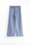 Blue Stone Embroidered Wide Leg Elastic Waist Girls' Jean Trousers 23738 - 3