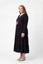 Women's Plus Size Colorful Pompom Long Sleeve Pink-Black Dress - 3