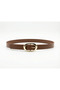 Women's Light Brown Faux Leather Gold Oval Buckled Belt - 5
