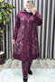 Women's Clothing Plus Size Modal Hijab Long Three-Piece Glittery Set - 6