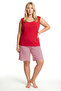 Women's Plus Size Striped Pocket Shorts Pajama Set - Red - 2