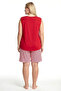 Women's Plus Size Striped Pocket Shorts Pajama Set - Red - 4